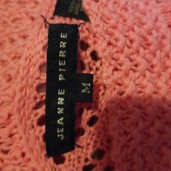 NWOT M Coral Cotton Crocheted Sweater - Picture 2 of 7